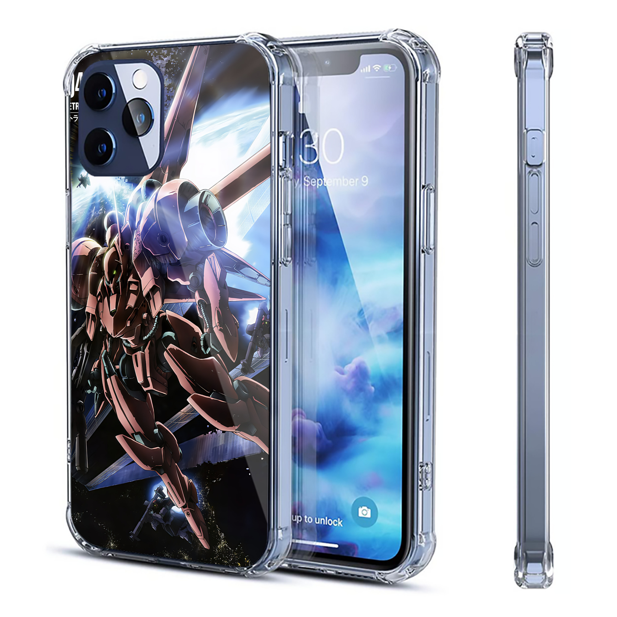 （画像用） 機動戦士ガンダム Mobile Suit Gundam 【iPhone 12シリーズ対応】透明スマホケース（クリアソフトケース）